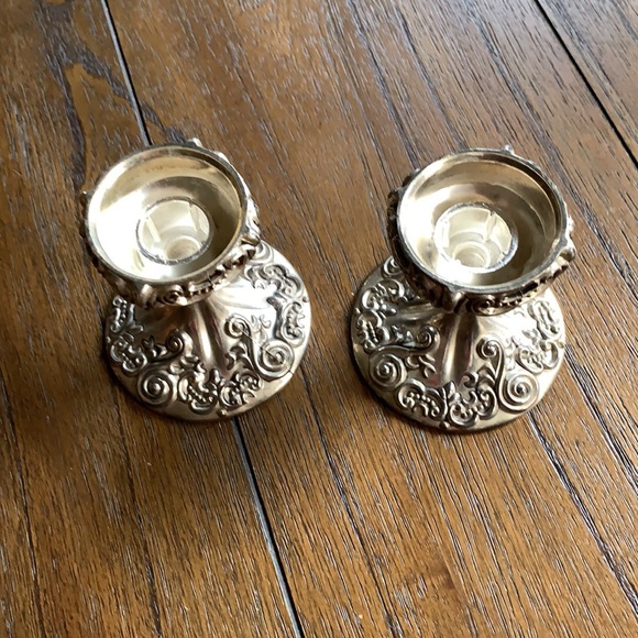 Pair Godinger Ornate Silver Plated Taper Candlestick Holders - Picture 3 of 11